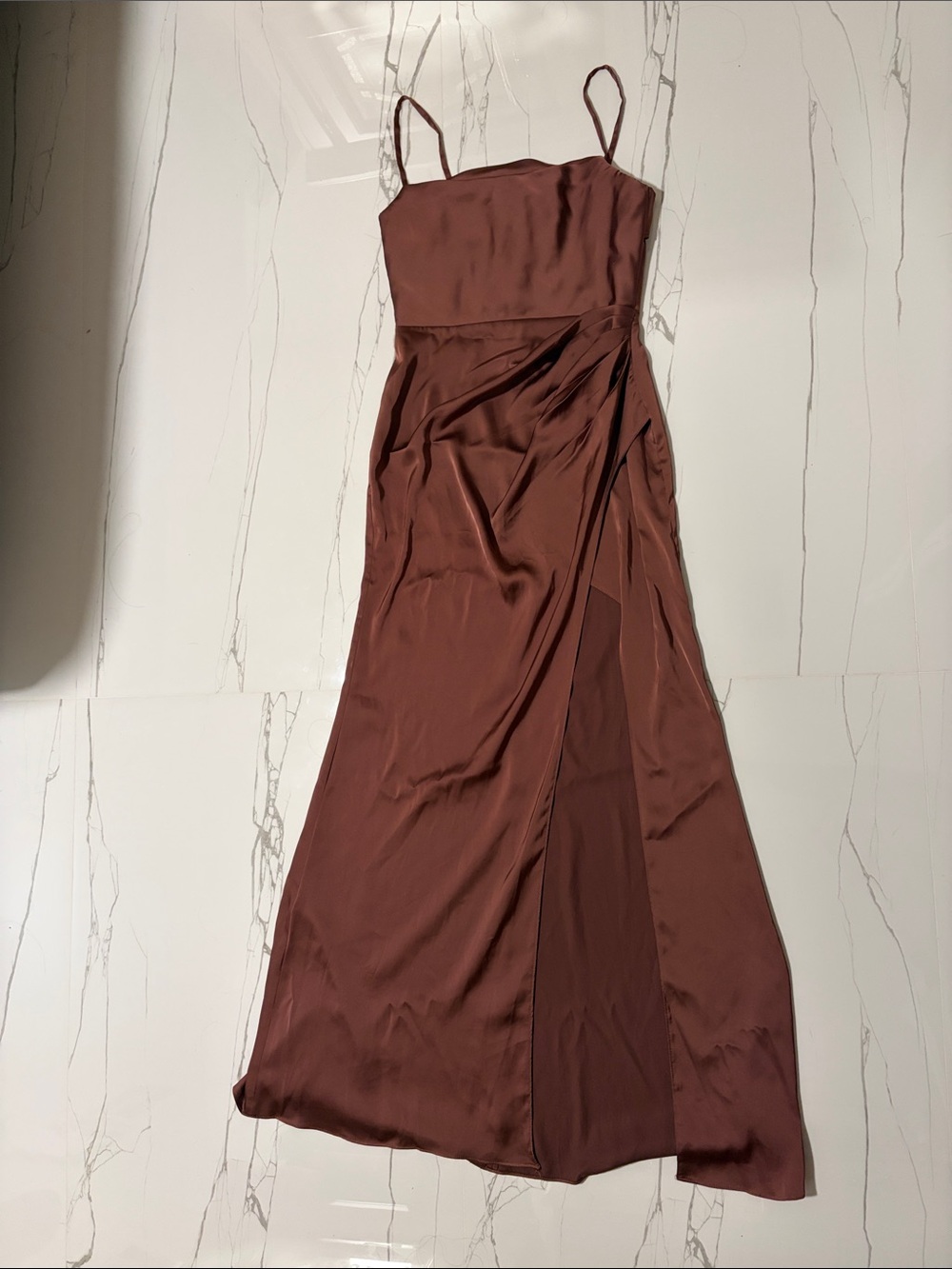 Azazie Espresso Stretch Satin